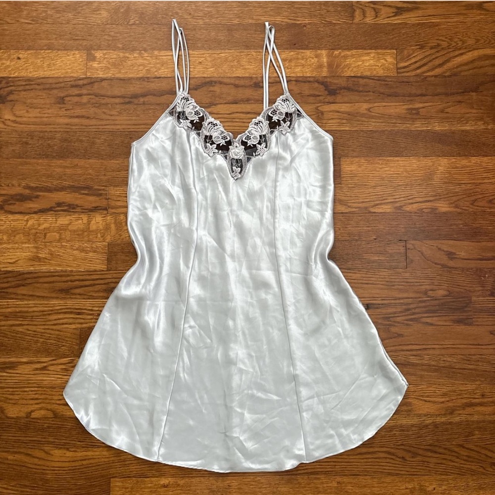 Secret Treasures Silver Silky Slip Dress